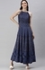 SHOWOFF Women Blue Printed Shoulder Straps Sleeveless Maxi A-Line Dress