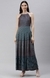 SHOWOFF Women Turquoise Blue Printed Shoulder Straps Sleeveless Maxi A-Line Dress