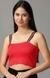SHOWOFF Women Red Solid  Shoulder Straps Sleeveless Crop Fitted Top