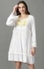 SHOWOFF Women White Embroidered Round Neck Full Sleeves Knee length Empire Dress