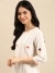 SHOWOFF Women Off White Embroidered Round Neck Three-Quarter Sleeves Mid Length Straight Kurta Set