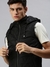 SHOWOFF Men Black Solid Hooded Short Sleeves Slim Fit Mid Length Jacket