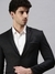 SHOWOFF Men Black Checked Notched Lapel Full Sleeves Slim Fit Open Front Blazer