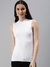 SHOWOFF Women White Solid High Neck Sleeveless Regular Fitted Top