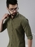 SHOWOFF Men Olive Printed Slim Collar Full Sleeves Casual Shirt