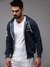 SHOWOFF Men Navy Blue Solid Hooded Full Sleeves Front-Open Sweatshirt