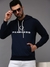 SHOWOFF Men Navy Blue Printed Hooded Full Sleeves Pullover Sweatshirt