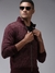 SHOWOFF Men Burgundy Printed Mock Collar Full Sleeves Front-Open Sweatshirt
