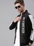 SHOWOFF Men Grey Colourblocked High Neck Full Sleeves Slim Fit Mid Length Jacket