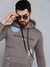 SHOWOFF Men Grey Solid Hooded Full Sleeves Pullover Sweatshirt