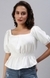 SHOWOFF Women White Solid Off-Shoulder Three-Quarter Sleeves Regular Peplum Top