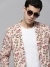 SHOWOFF Men Peach Printed Notched Lapel Full Sleeves Open Front Blazer