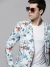 SHOWOFF Men Blue Printed Notched Lapel Full Sleeves Open Front Blazer