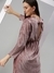 SHOWOFF Women Mauve Solid V Neck Three-Quarter Sleeves Above Knee Fit and Flare Dress