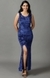 SHOWOFF Women Blue Embellished Round Neck Sleeveless Maxi Dress