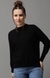 SHOWOFF Women Black Solid Round Neck Full Sleeves Pullover Sweater
