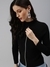SHOWOFF Women Black Solid High Neck Full Sleeves Regular Fitted Top