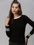 SHOWOFF Women Black Solid Round Neck Full Sleeves Regular Fitted Top