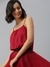 SHOWOFF Women Maroon Embellished Shoulder Straps Sleeveless Maxi Dress