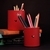 Pen/Pencil Holder |Round | Faux Leather | Himalaya Series | Red | Large