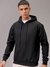 Men Black Regular Fit Solid Overhead Hooded Sweatshirt