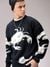 Men Black Oversized Graphic Sweater
