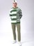 Men Green Oversized Striped Crew Neck Sweater