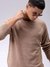 Men Khaki Relaxed Fit Solid High Neck Sweater
