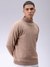 Men Khaki Relaxed Fit Solid High Neck Sweater