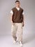 Men Brown Oversized Textured Sweater