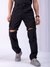 Men Black Relaxed Fit Convertible Solid Cargos