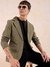 Men Green Comfort Straight Fit Solid Blazer