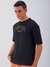 Men Black Boxy Oversized Graphic Back Print T-Shirt