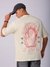 Men Beige Oversized Back Print Crew Neck T-Shirt