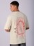 Men Beige Oversized Back Print Crew Neck T-Shirt