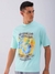 Men Green Boxy Oversized Graphic Back Print T-Shirt
