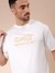 Men White Oversized Boxy Fit Graphic Back Print T-Shirt