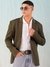 Men Olive Comfort Straight Fit Solid Blazer