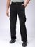 Men Black Baggy Fit Textured Streetwear Cargo