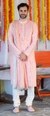 Peach mirror embroidered kurta