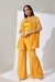 Yellow Embellished Cape with Pants and a Bustier