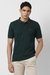 Men Green Textured Polo Neck T-shirt