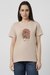 Women Beige Graphic Print Casual Round Neck T-shirt