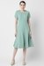 Women Green Solid Knee Length Formal Dress