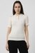 Women White Textured Casual Polo Neck T-shirt