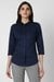 Women Navy Textured 3/4th Sleeves Formal Shirt