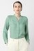Women Green Print Long Sleeves Formal Shirt