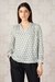 Women White Print Formal V Neck Top
