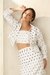 Womens Cotton Polka Crop Blazer