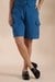 Womens Blue Flap-Pocket Shorts